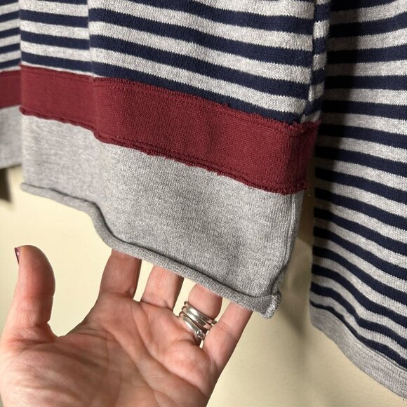 WILT Womens Double V Sweater Knit Jumper Size M Pullover Contrasting Stripe Gray - Picture 3 of 7